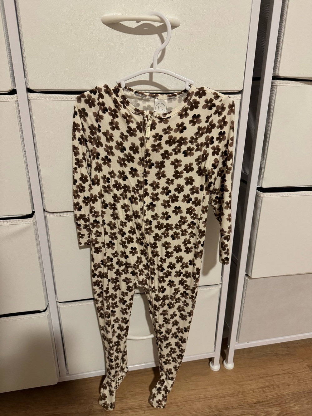 Lou Lou Brown floral onesie 12-24 months NWOT